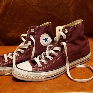 Burgundy Converse High Tops Sneakers Maroon